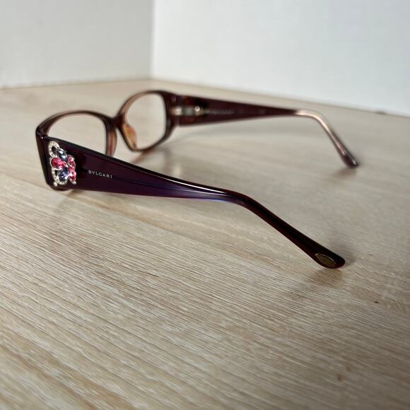 Bvlgari 466-B 822 Eyeglasses RARE! Purple Pink Flower Rhinestone 54-15-135 - Picture 6 of 9